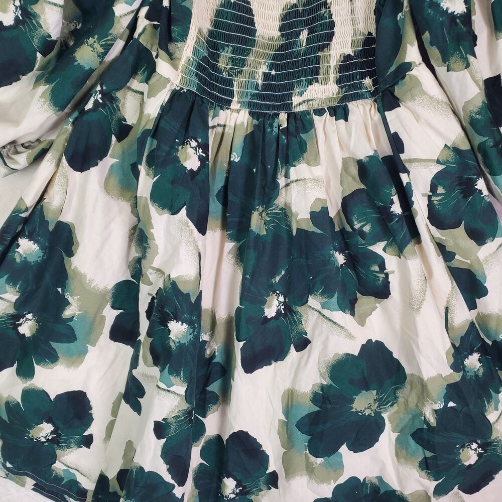 ABERCROMBIE & FITCH Emerson Poplin Puff Sleeve Mini Dress Green Floral Sz Small - Picture 11 of 13
